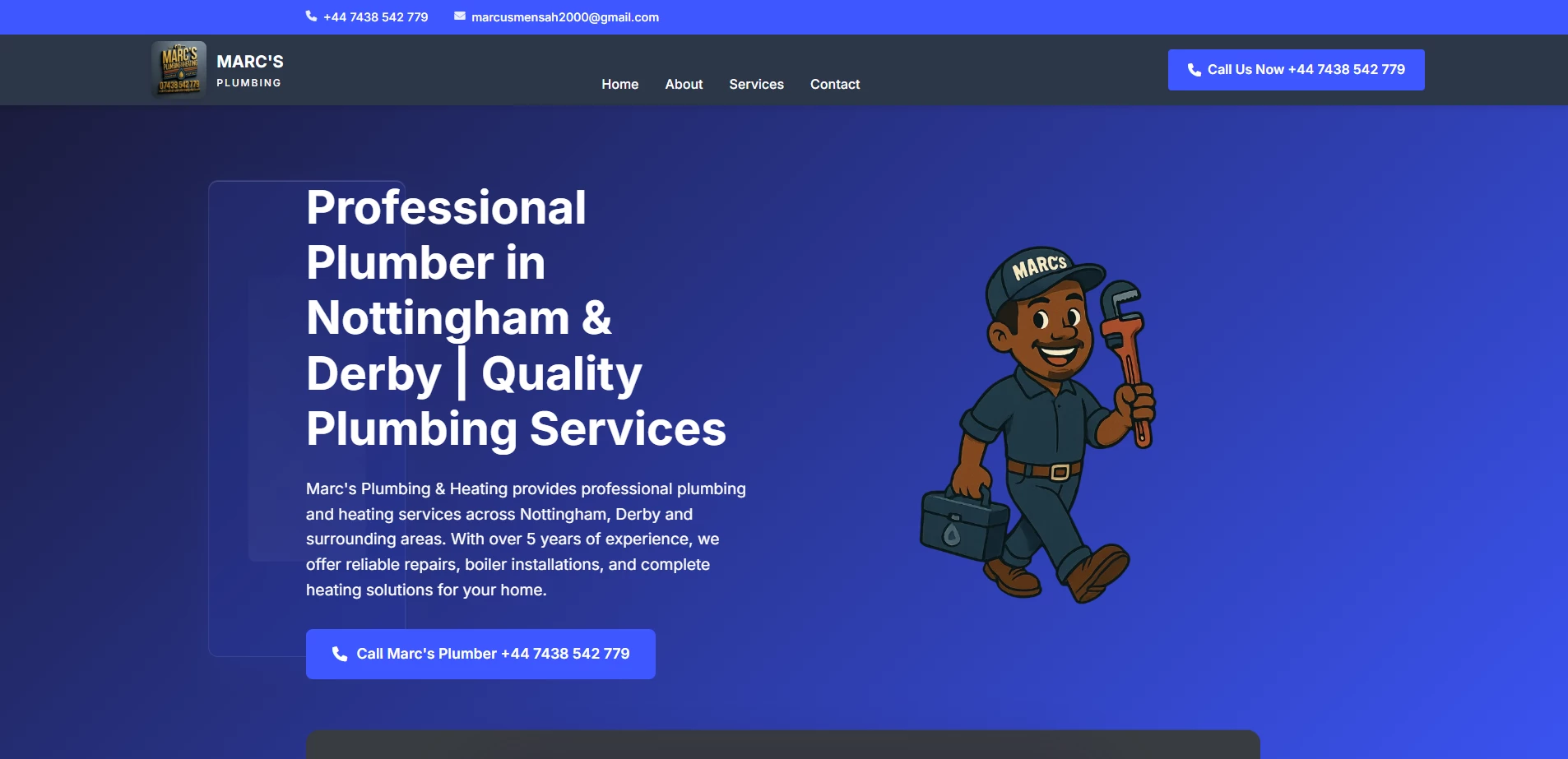 Plumber website service section