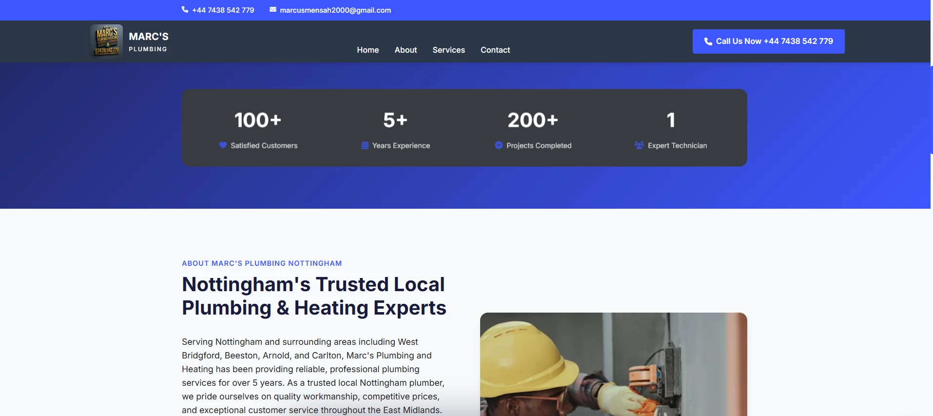 Plumber website gallery section