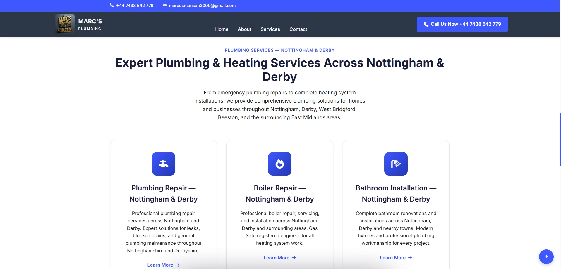 Plumber website gallery section