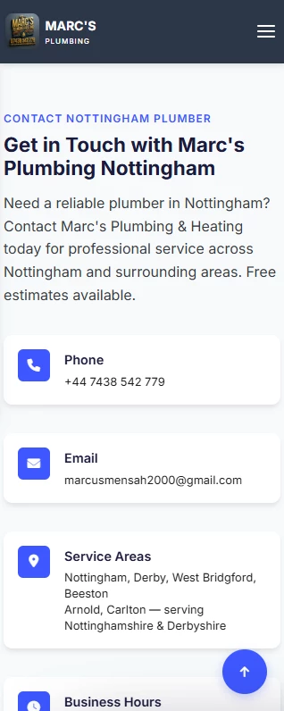 Plumber website gallery section