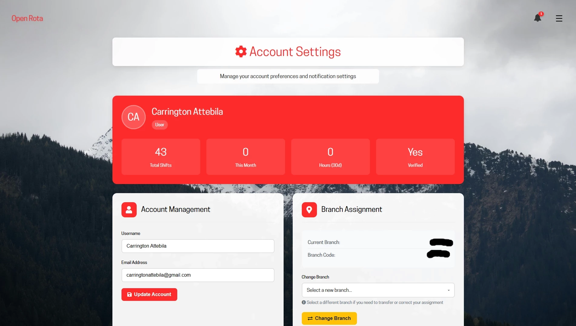Open Rota interface