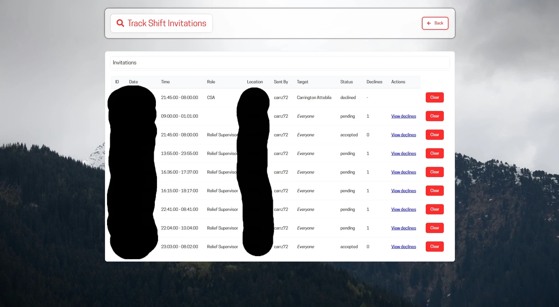 Open Rota interface
