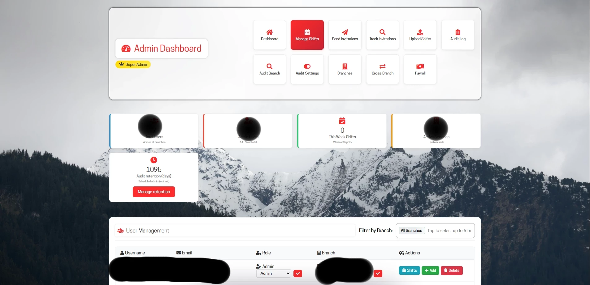 Open Rota interface
