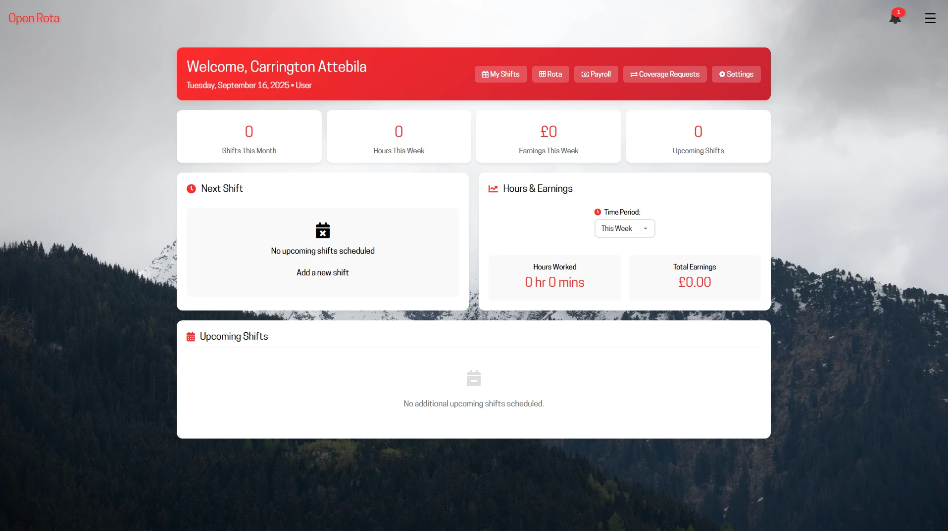 Open Rota interface