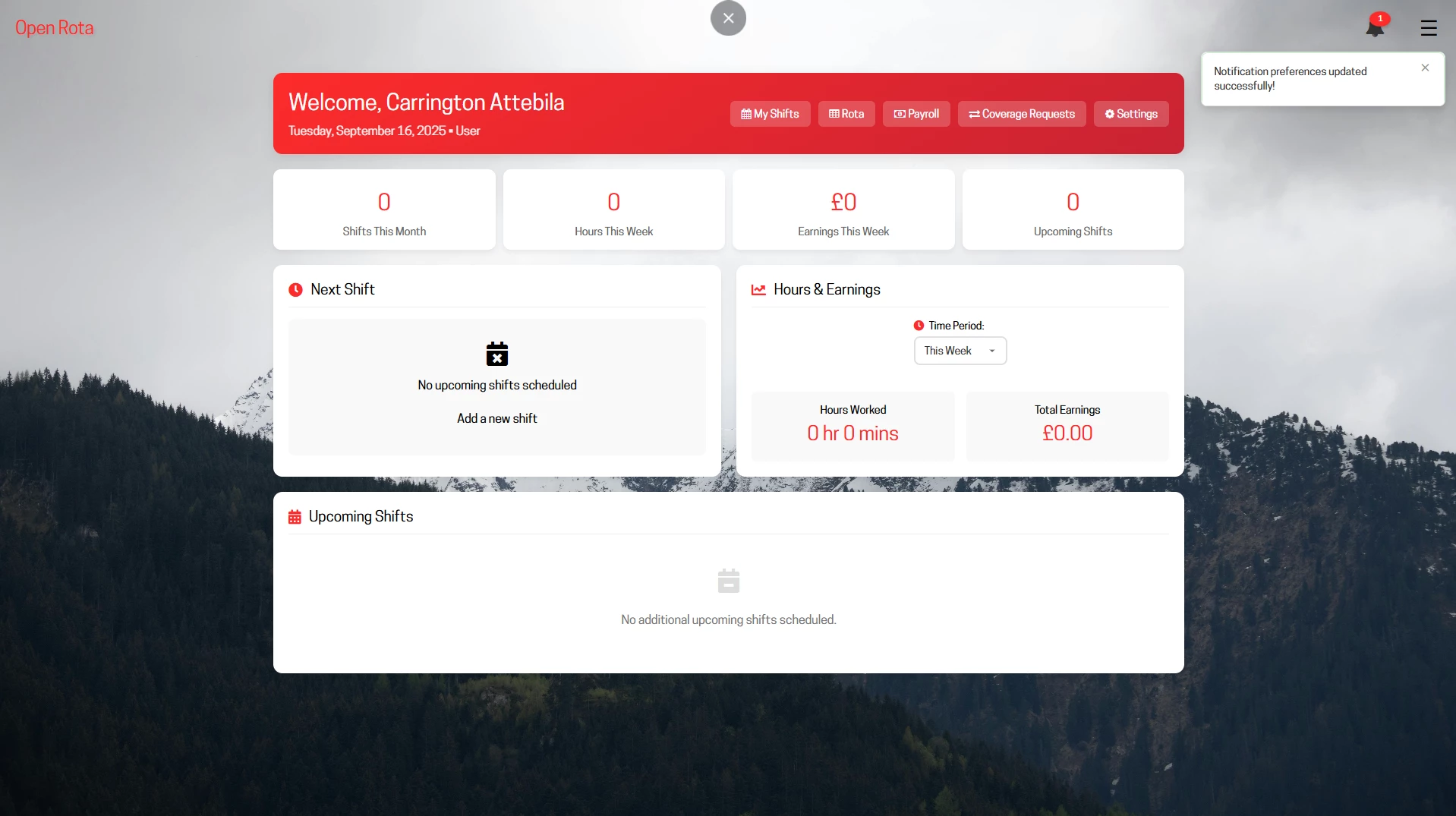 Open Rota interface