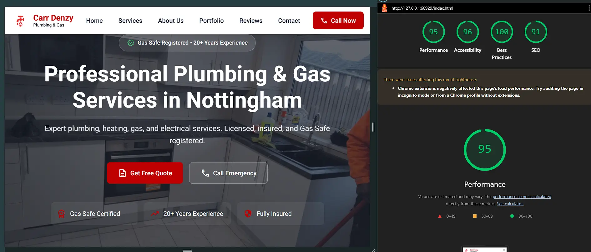 Carr Denzy Plumbing website preview
