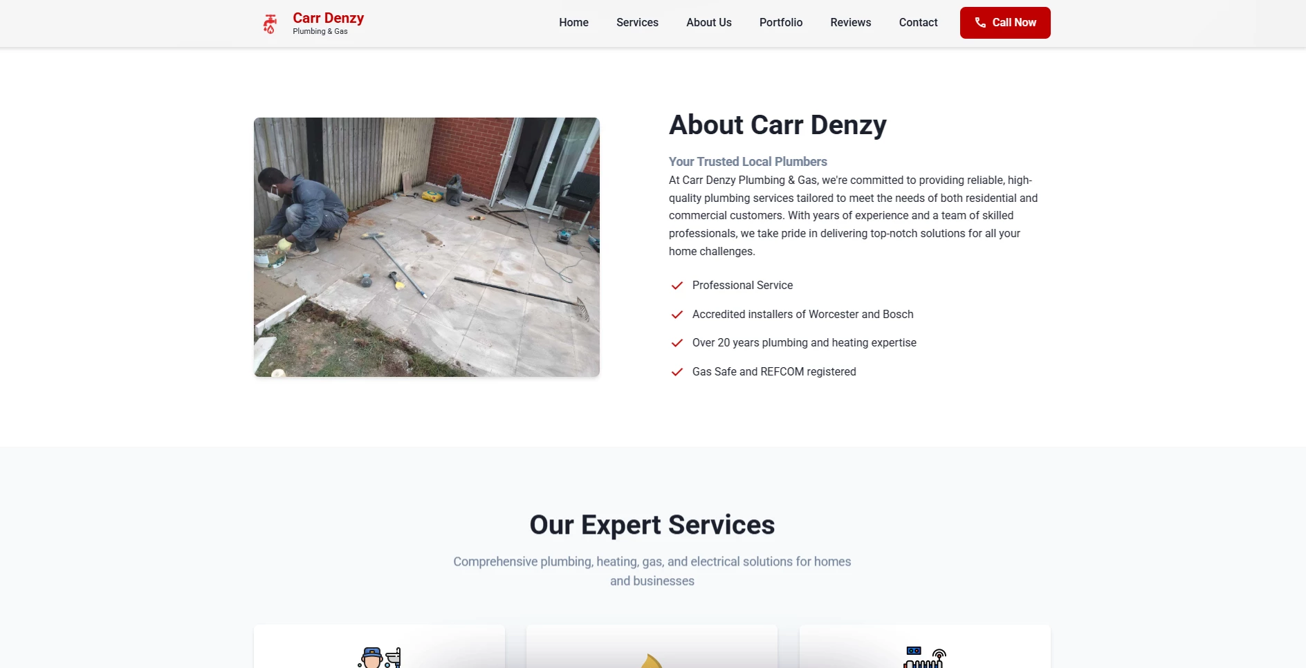 Plumber website service section