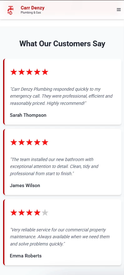 Plumber website gallery section