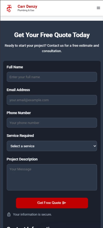 Plumber website gallery section