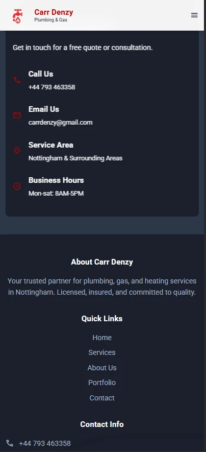 Plumber website gallery section