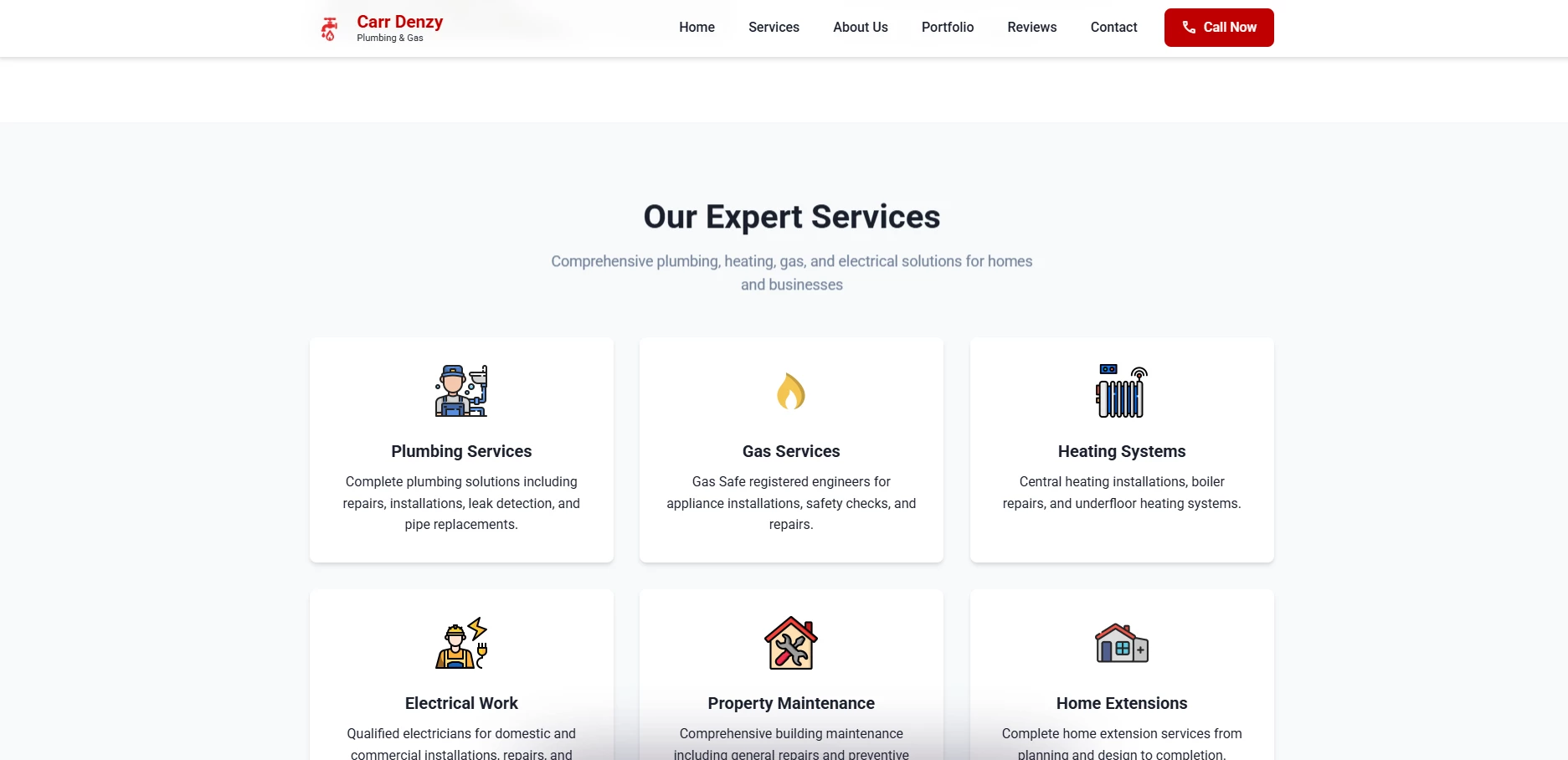 Plumber website gallery section