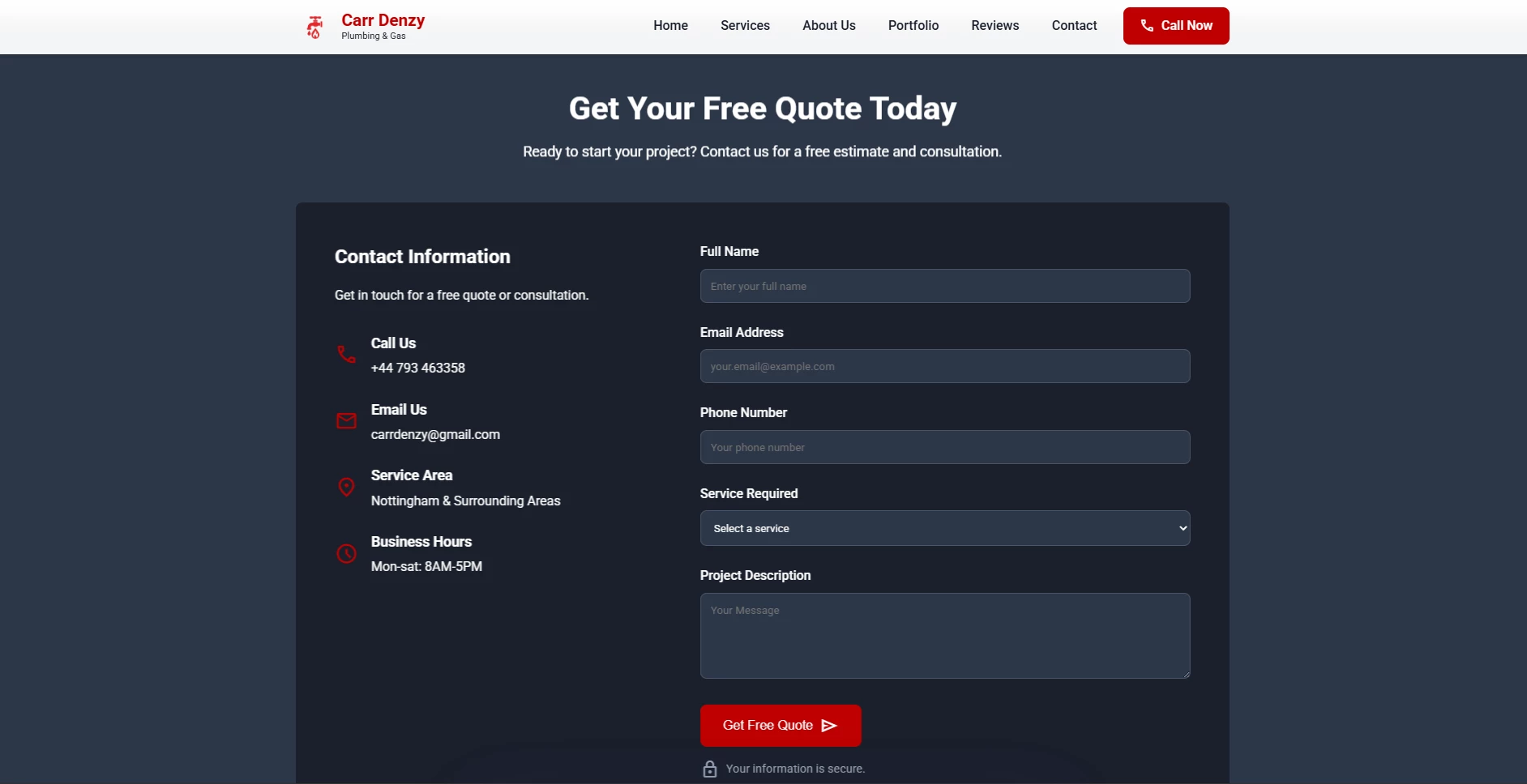 Plumber website gallery section