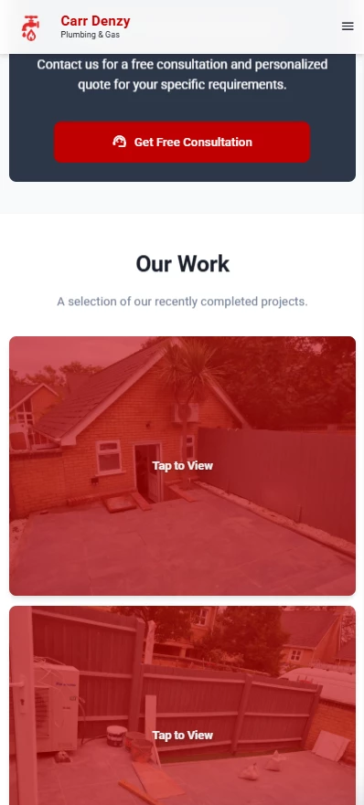 Plumber website gallery section